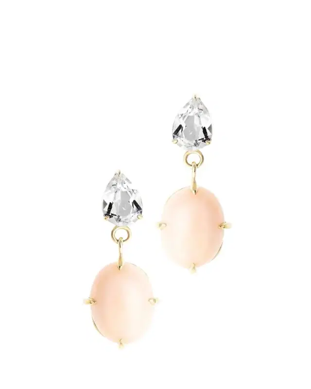 Katey Walker Vintage Pink Angel Skin Coral and White Topaz Drop Earrings