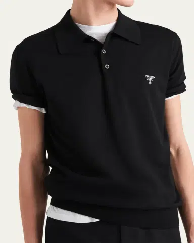 Prada Men's Wool Logo Polo | Thumbnail 2