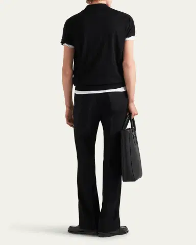 Prada Men's Wool Logo Polo | Thumbnail 3