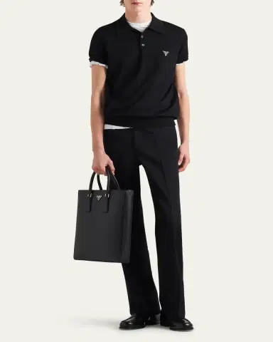 Prada Men's Wool Logo Polo | Thumbnail 4