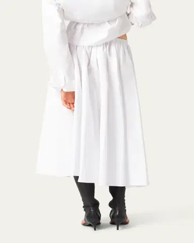 Miu Miu Popeline Drawstring Zip-Front Midi Skirt | Thumbnail 3