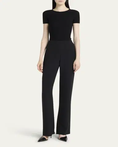 Giorgio Armani Black Cady Straight-Leg Pants | Thumbnail 2