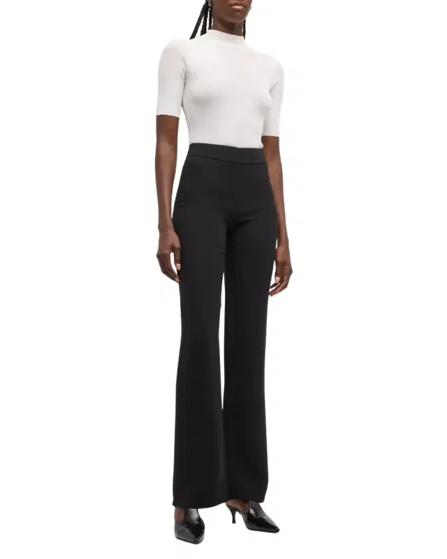 Giorgio Armani Black Cady Straight-Leg Pants