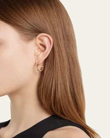 Sydney Evan 14k Gold Fluted Diamond Earrings | Thumbnail 2