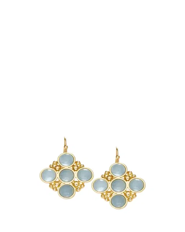 L. Klein 18k Gold Bubbles Aquamarine Drop Earrings