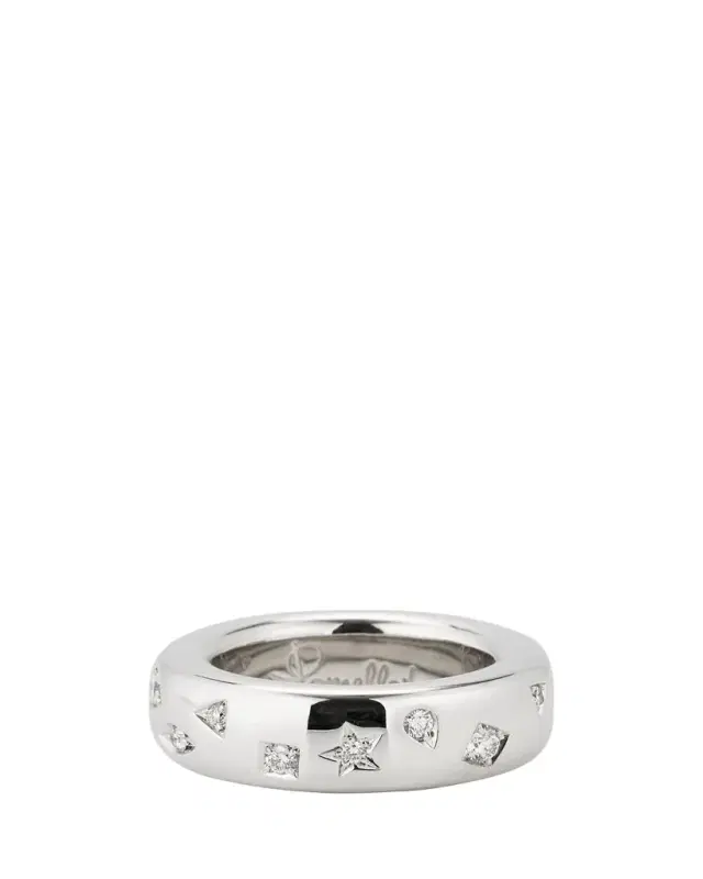 Pomellato 18K White Gold Iconica Ring with Fancy Set Diamonds