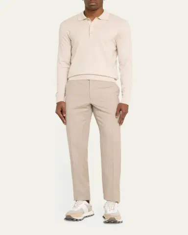 Brioni Men's Wool-Silk Polo Shirt | Thumbnail 2