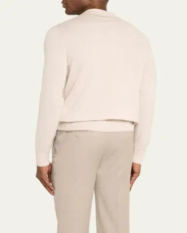 Brioni Men's Wool-Silk Polo Shirt | Thumbnail 3