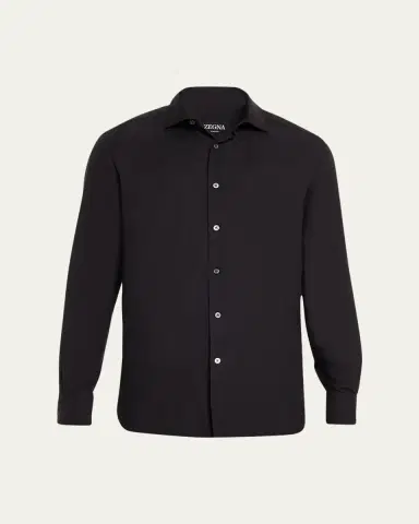 ZEGNA Men's Cashco Cashmere-Cotton Sport Shirt | Thumbnail 6 ZEGNA Men's Cashco Cashmere-Cotton Sport Shirt | Thumbnail 6