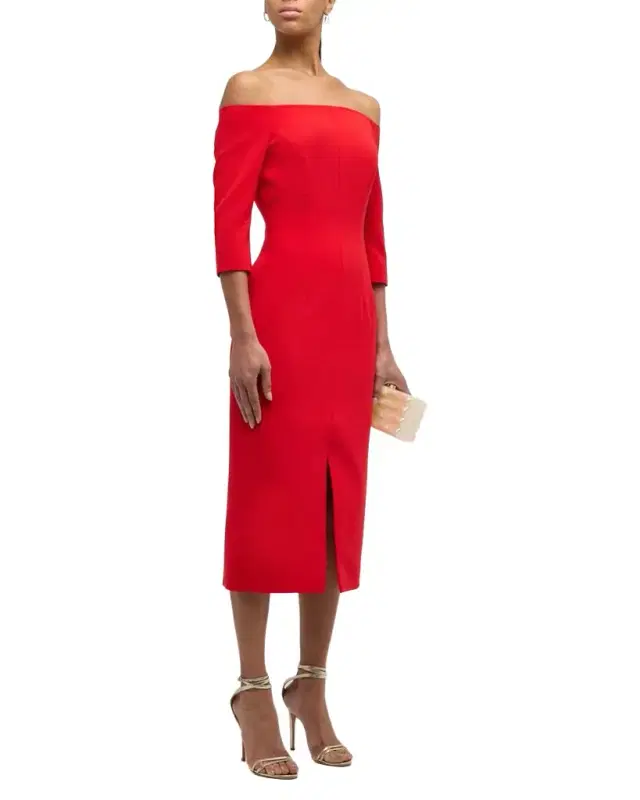 Carolina Herrera Off-Shoulder Midi Dress