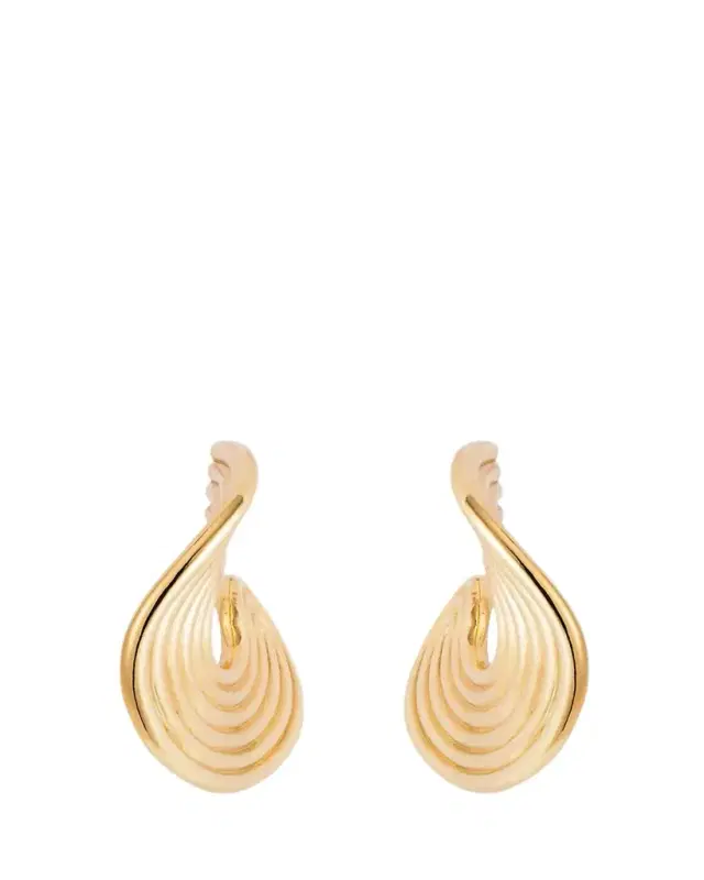 Stream Lines Flat Hoop Earrings in 18k Yellow Gold