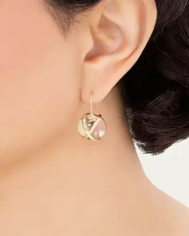 L. Klein Prisma 18k Gold Medium Crystal Quartz Drop Earrings | Thumbnail 2