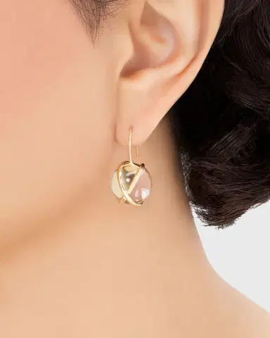 L. Klein Prisma 18k Gold Medium Crystal Quartz Drop Earrings | Thumbnail 3