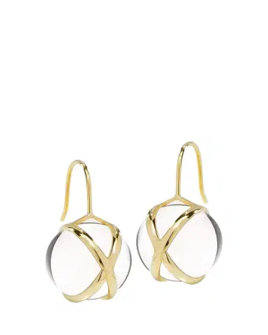 L. Klein Prisma 18k Gold Medium Crystal Quartz Drop Earrings | Thumbnail 1