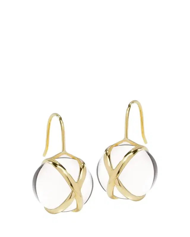 L. Klein Prisma 18k Gold Medium Crystal Quartz Drop Earrings