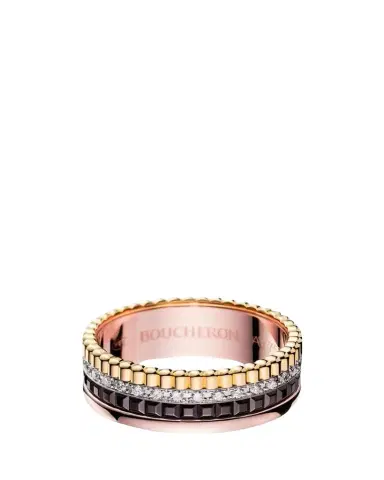 Boucheron Quatre Classique Ring in Tricolor Gold with Brown PVD and Diamonds | Thumbnail 1