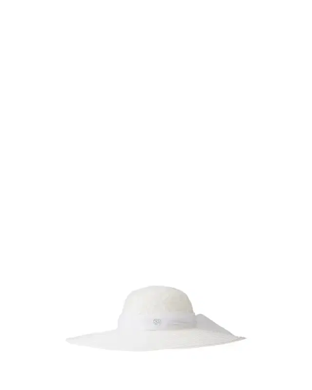 Maison Michel Large-Brim Blanche Bridal Hat