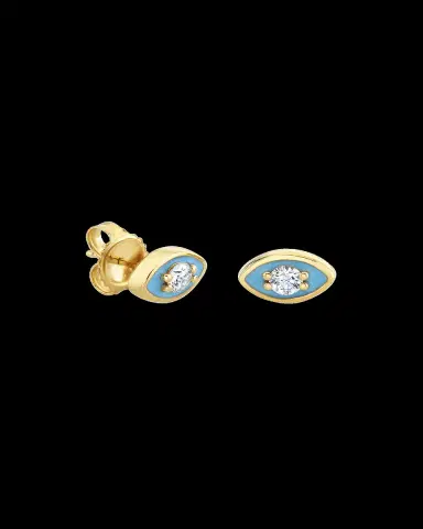 Sydney Evan 14K Yellow Gold Large Enamel Marquise Evil Eye Stud Single Earring | Thumbnail 2