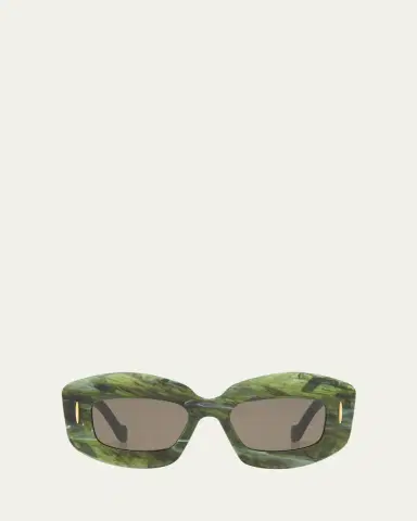 Loewe Emerald Green Acetate Rectangle Sunglasses With Golden Accents | Thumbnail 6 Loewe Emerald Green Acetate Rectangle Sunglasses With Golden Accents | Thumbnail 6