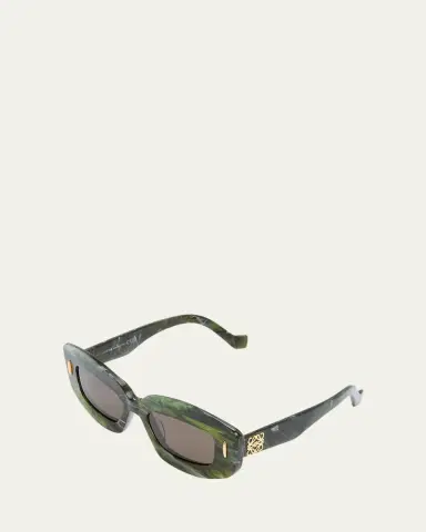 Loewe Emerald Green Acetate Rectangle Sunglasses With Golden Accents | Thumbnail 7 Loewe Emerald Green Acetate Rectangle Sunglasses With Golden Accents | Thumbnail 7