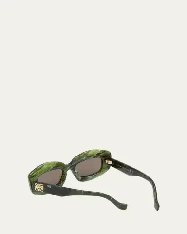 Loewe Emerald Green Acetate Rectangle Sunglasses With Golden Accents | Thumbnail 8 Loewe Emerald Green Acetate Rectangle Sunglasses With Golden Accents | Thumbnail 8