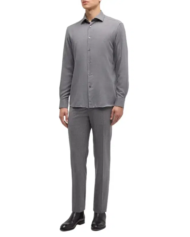 ZEGNA Men's Cashco Melange Sport Shirt
