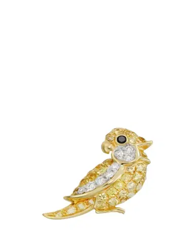 Mio Harutaka 18k Yellow Gold Little Bird Single Left Earring With Black And White Diamond And Yellow Sapphire | Thumbnail 1