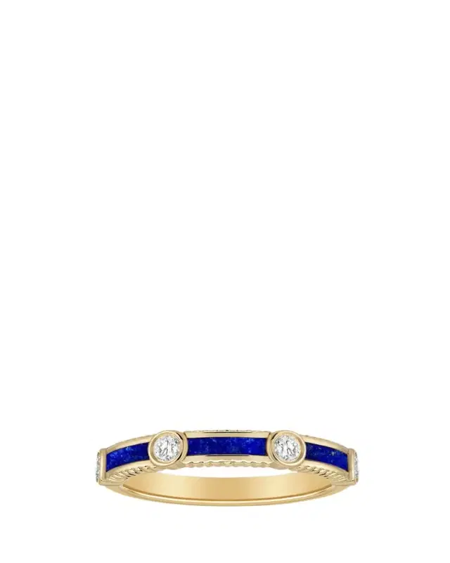 Viltier Rayon Ring in Lapis Lazuli, Yellow Gold and Diamonds