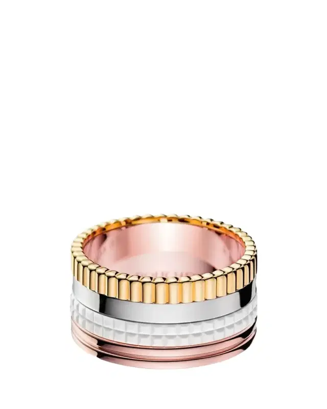 Boucheron Quatre Large Ring in Tricolor Gold and White Ceramic, Size 52