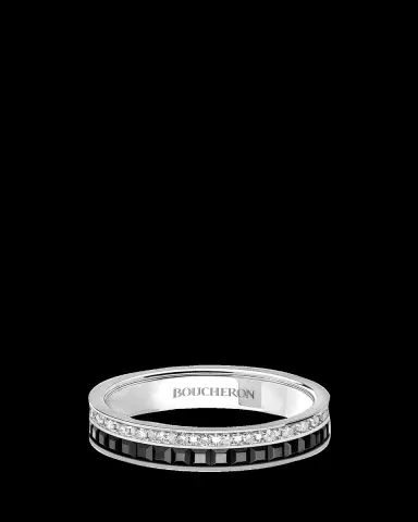 Boucheron Quatre Wedding Band in White Gold with Diamonds and Black PVD | Thumbnail 2 Boucheron Quatre Wedding Band in White Gold with Diamonds and Black PVD | Thumbnail 2