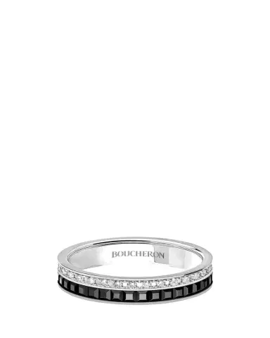 Boucheron Quatre Wedding Band in White Gold with Diamonds and Black PVD | Thumbnail 1 Boucheron Quatre Wedding Band in White Gold with Diamonds and Black PVD | Thumbnail 1