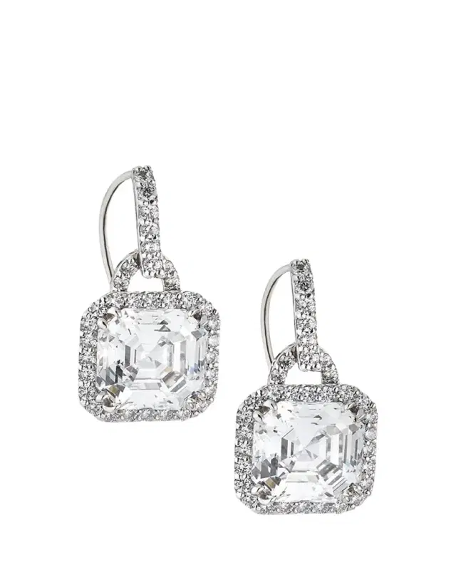 Fantasia by DeSerio 3.5ct Asscher Cut Cubic Zirconia Earrings