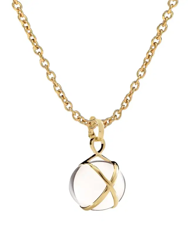L. Klein Prisma 18k Gold & Crystal Quartz Large Pendant Luxe Chain Necklace