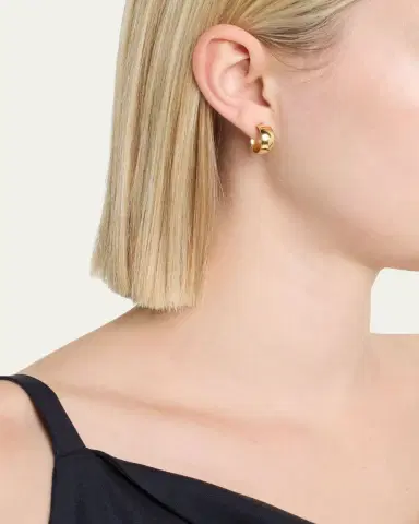 Lana 14K Gold Hollow Huggie Earrings | Thumbnail 2
