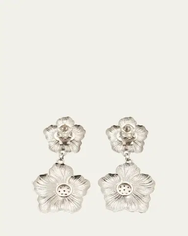 Buccellati Blossoms Gardenia Silver, Gold and Brown Diamond Pendant Earrings | Thumbnail 4