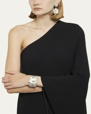 Buccellati Blossoms Gardenia Silver, Gold and Brown Diamond Pendant Earrings | Thumbnail 5