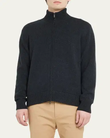 Loro Piana Men's Cashmere Parksville Full-Zip Sweater | Thumbnail 4