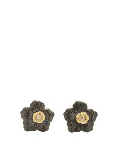 Buccellati Blossom Gardenia Burnished Silver, Gold, Brown Diamond Stud Earring | Thumbnail 1 Buccellati Blossom Gardenia Burnished Silver, Gold, Brown Diamond Stud Earring | Thumbnail 1