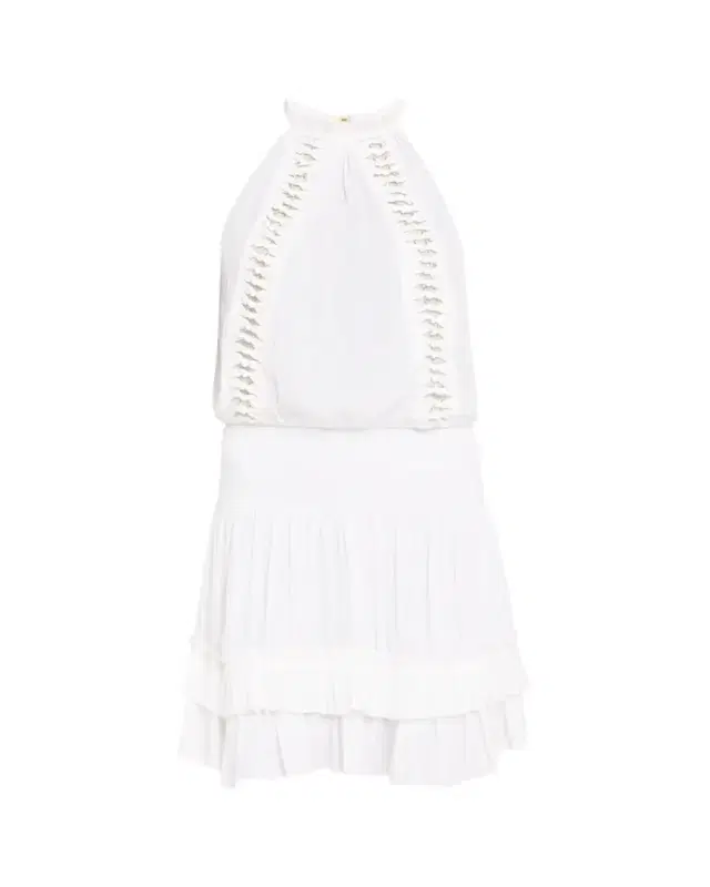 Ramy Brook Delfina Embellished Smocked Halter Mini Dress