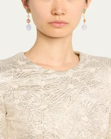 Ben-Amun 24k Electroplated Gold Mixed-Stone Drop Earrings | Thumbnail 2