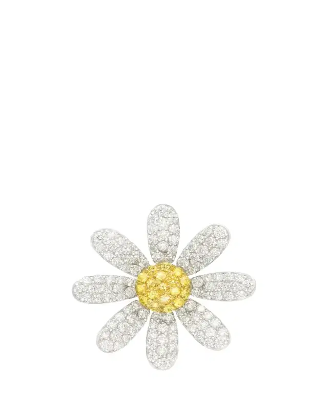 18k White Gold Margaret Single Earring With Diamond And Yellow Sapphire