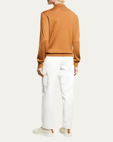 ZEGNA Men's Cashmere-Silk Polo Sweater | Thumbnail 3