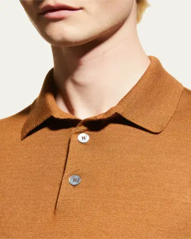 ZEGNA Men's Cashmere-Silk Polo Sweater | Thumbnail 5