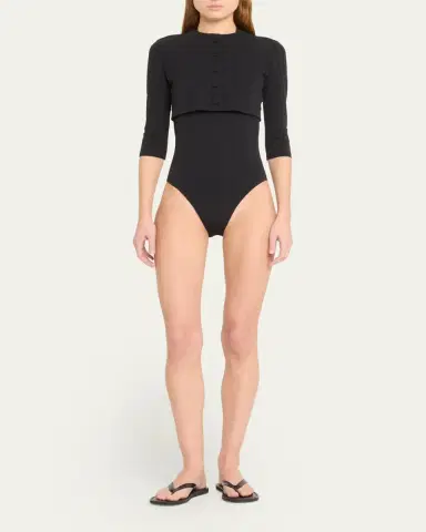 Lisa Marie Fernandez Seersucker Cropped Cardigan | Thumbnail 2