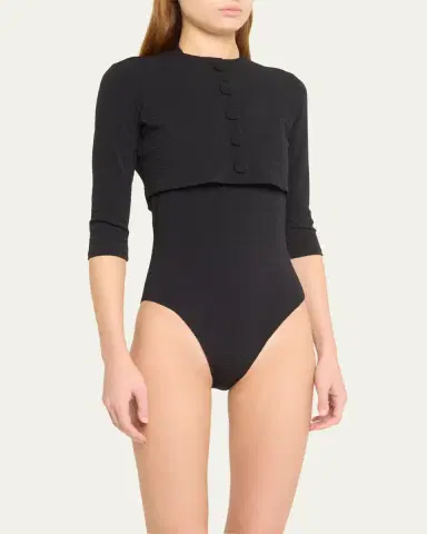 Lisa Marie Fernandez Seersucker Cropped Cardigan | Thumbnail 4