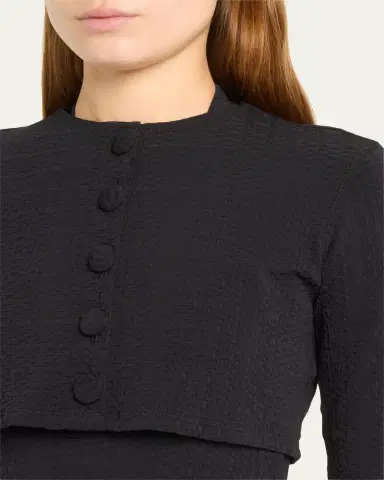 Lisa Marie Fernandez Seersucker Cropped Cardigan | Thumbnail 5