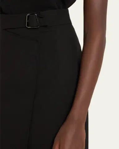 Akris Trapezoid Buckle Wrapped Wool Pencil Skirt | Thumbnail 5