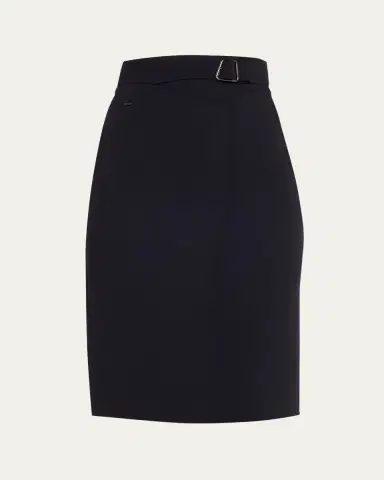 Akris Trapezoid Buckle Wrapped Wool Pencil Skirt | Thumbnail 6