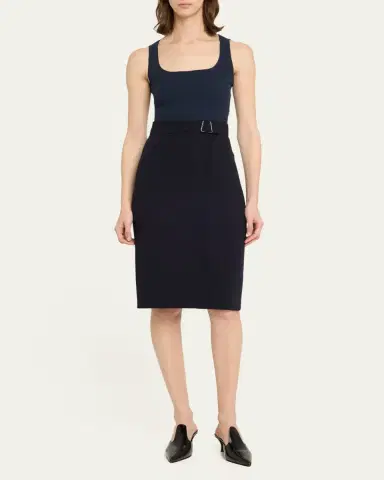 Akris Trapezoid Buckle Wrapped Wool Pencil Skirt | Thumbnail 7