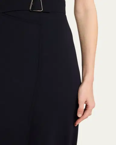 Akris Trapezoid Buckle Wrapped Wool Pencil Skirt | Thumbnail 10